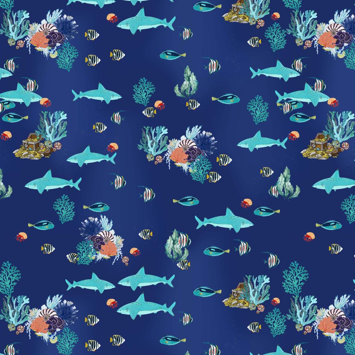 44" Wide 100% Cotton No Stretch Quilting Fabric-Printed Designs for Sewing, Clothing, Crafts, Accessories, Home Decor,  and DIY Projects (Quilting Fabric- Under Water Collection)