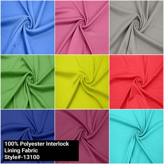 60" Wide 100% Polyester Interlock Lining – Lightweight Knit  Fabric by the Yard for Apparel, Clothing, Draperies, School Projects, Party Decorations, and DIY Projects (Style #13100)