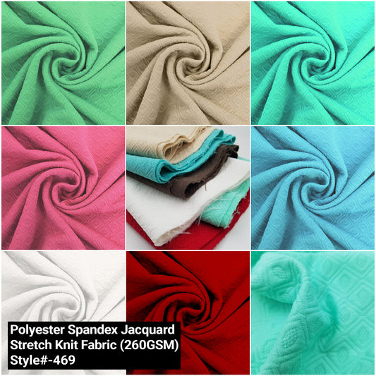 60" Solid Color Polyester Spandex Jacquard Stretch Knit Fabric by the Yard - 260gsm - (Style #469)