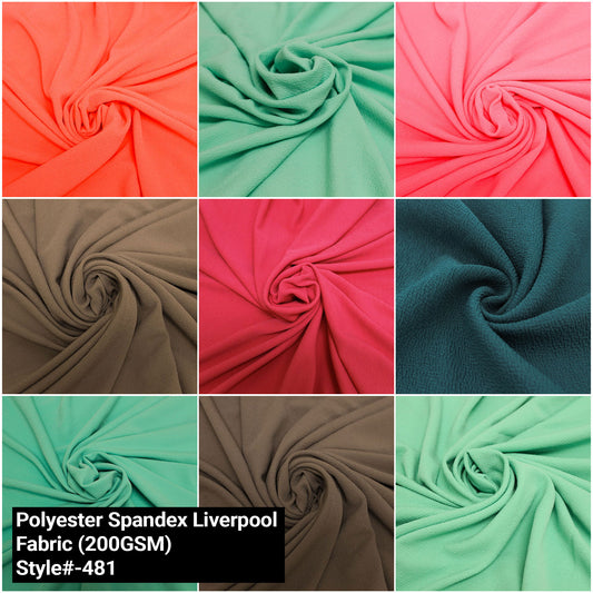 Polyester Spandex Liverpool Fabric By the Yard- 200gsm Stretch Knit for Apparel & Crafts (Style #481)