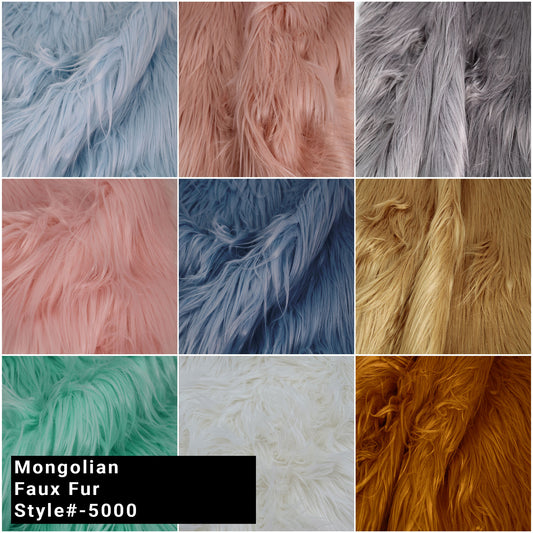 Mongolian Faux Fur-Christmas Fuzzy-Fabric by The Yard-Fluffy, Shaggy Mohair-for Costumes, Plush Toys, Apparel, Clothing, Decoration, and Gnome Beard Miniature (Style #5000)