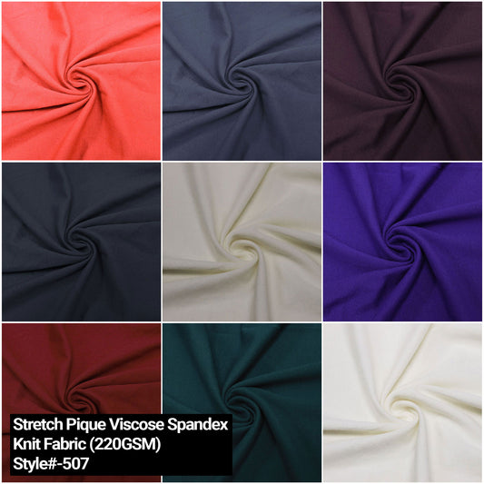 High-Quality Stretch Pique Viscose Spandex Knit Fabric by the Yard 220GSM - (Style #507)