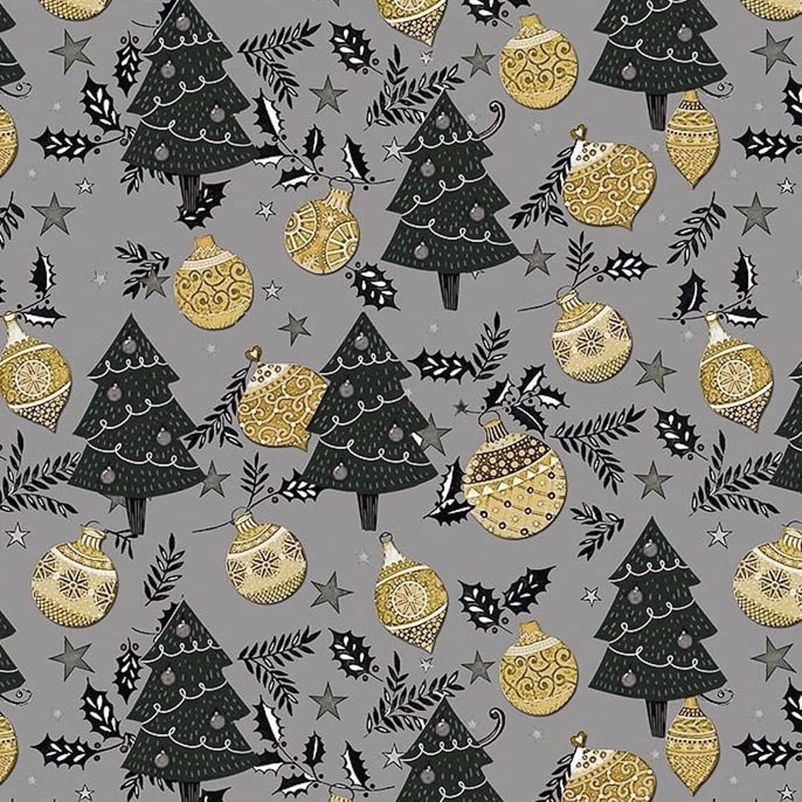 44" Wide 100% Cotton No Stretch Quilting Fabric-Printed Designs for Sewing, Clothing, Crafts, Accessories, Home Decor,  and DIY Projects (Quilting Fabric-Christmas Collection)