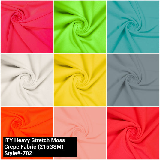 Solid Color ITY Heavy Stretch Moss Crepe Fabric by the Yard- 215GSM - (Style #782)