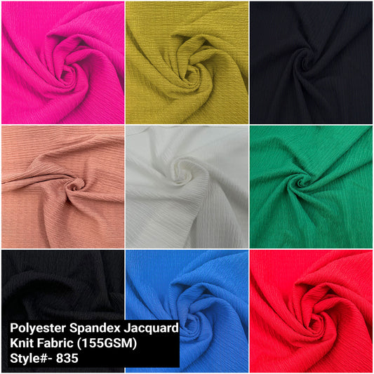 63" Solid Color Polyester Spandex Jacquard Knit Fabric - 155gsm - (Style #835)