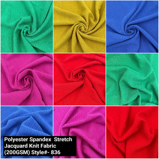 54" Wide Polyester Spandex  Stretch Jacquard Knit Fabric - 200gsm - (Style #836)