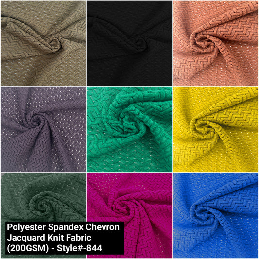 56" Polyester Spandex CHEVRON Jacquard Knit Fabric by the Yard - 200gsm - Style #844)