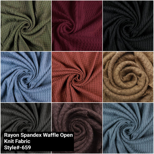 59" Wide Rayon Spandex Waffle Open Knit Fabric by the Yard-Medium Weight-for Sewing, Apparel, Clothing, Headbands, Decorations, School, Home, and DIY Projects (Style #659)