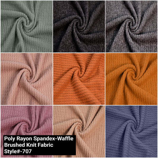 60" Wide-Poly Rayon Spandex-Waffle Brushed Knit Fabric-by the Yard-for Sewing, Apparel, Clothing, Draperies, Headbands, Decorations, School, and DIY Projects (Style #707)