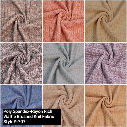 60" Wide-Poly Rayon Spandex-Rayon Rich Waffle Brushed Knit Fabric-by the Yard-Apparel, Clothing, Draperies, Headbands, Decorations, School, and DIY Projects (Style #707)