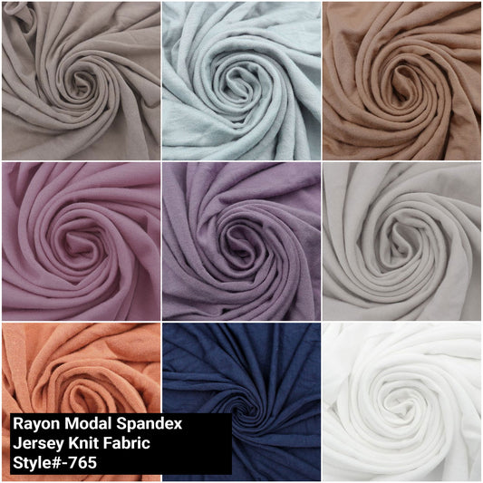 66" Solid Color Rayon Modal Spandex Jersey Stretch Knit Fabric - 225GSM by the Yard - (Style #765)