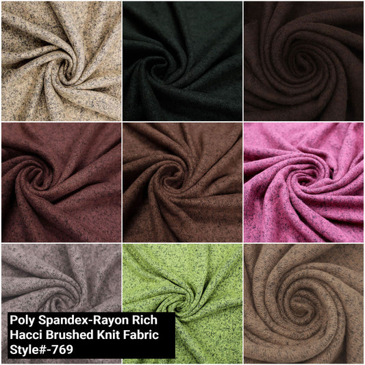 60" Wide-Rayon Poly Spandex-Rayon Rich Hacci Brushed Knit Fabric-by the Yard-Apparel, Clothing, Draperies, Headbands, Decorations, School, and DIY Projects - (Style #769)