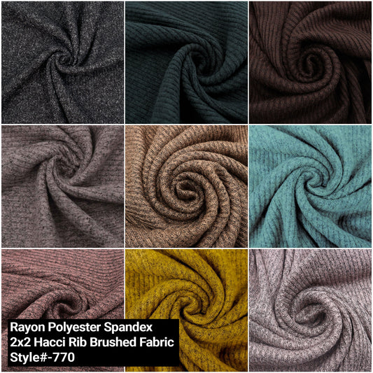 60" Wide-Rayon Polyester Spandex-2x2 Hacci Rib Knit Fabric-by the Yard for Sewing, Apparel, Clothing, Draperies, Headbands, Decorations, School, and DIY Projects - (Style #770)