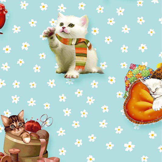 44" Wide 100% Cotton No Stretch Quilting Fabric-Printed Designs for Sewing, Clothing, Crafts, Accessories, Home Decor,  and DIY Projects (Quilting Fabric- Cats Collection)